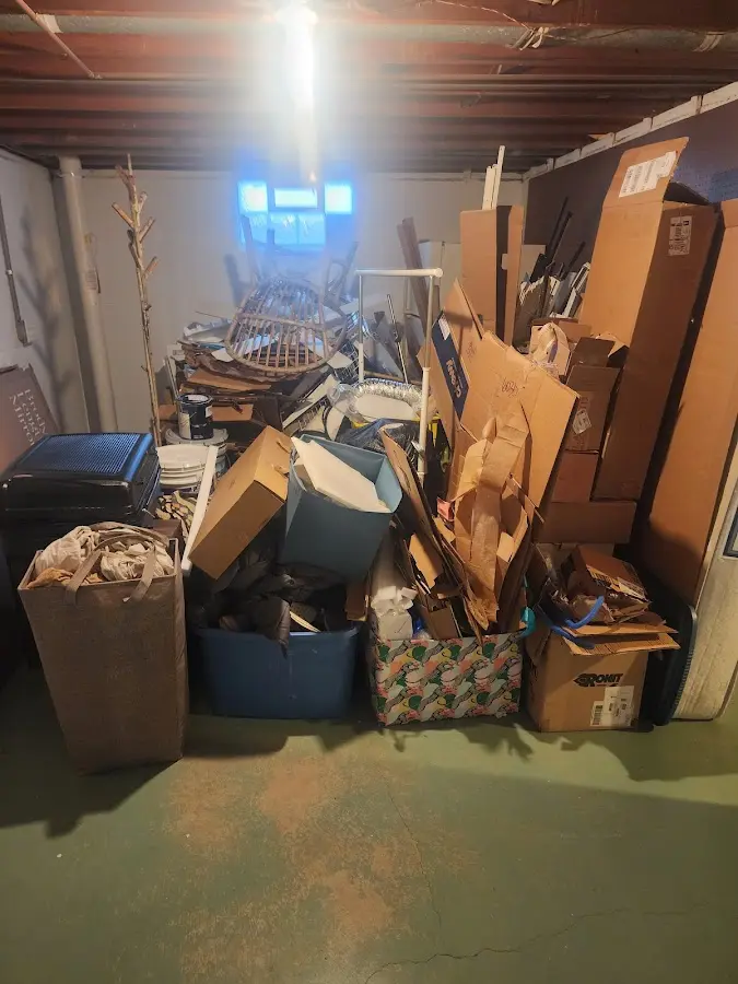 Roll-off dumpster container at job site for 15 Yard Dumpster Rental in Upper Saddle River